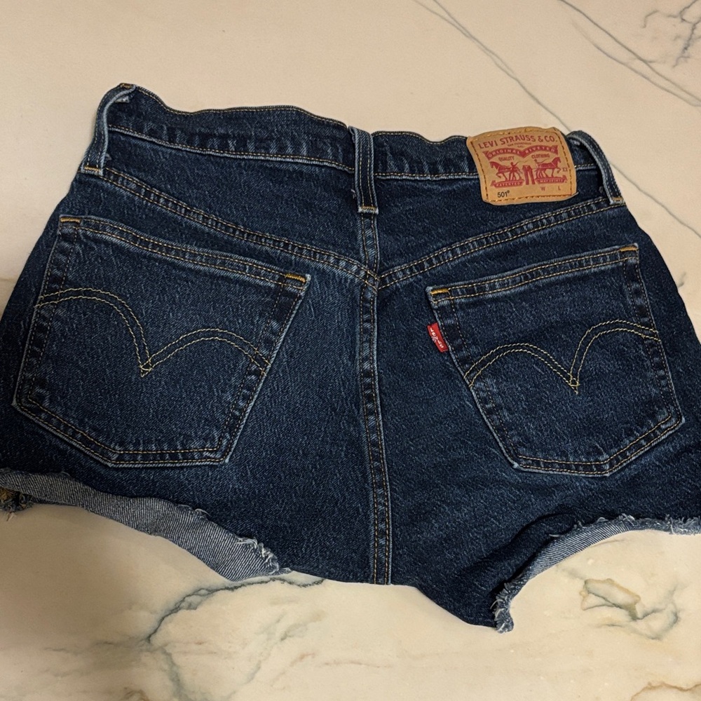 Levi's Women's Dark Indigo Denim Cutoff Shorts
